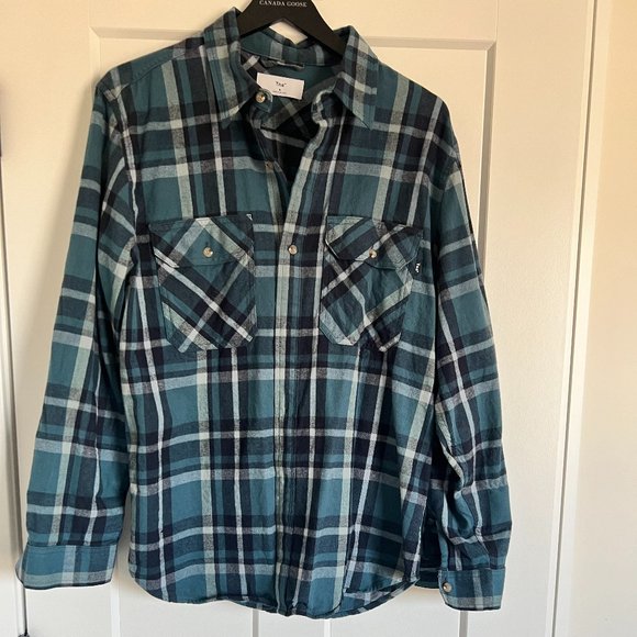 Aritzia Tna Plaid Oversized Button-Up Blue / Black - Medium - Picture 1 of 5
